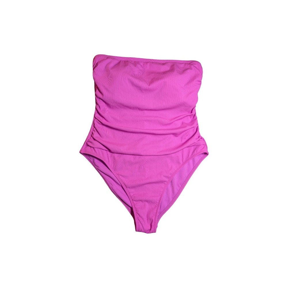 ⭐D4 SHADE & SHORE Ribbed High Leg Bandeau Swimsuit Purple - XL